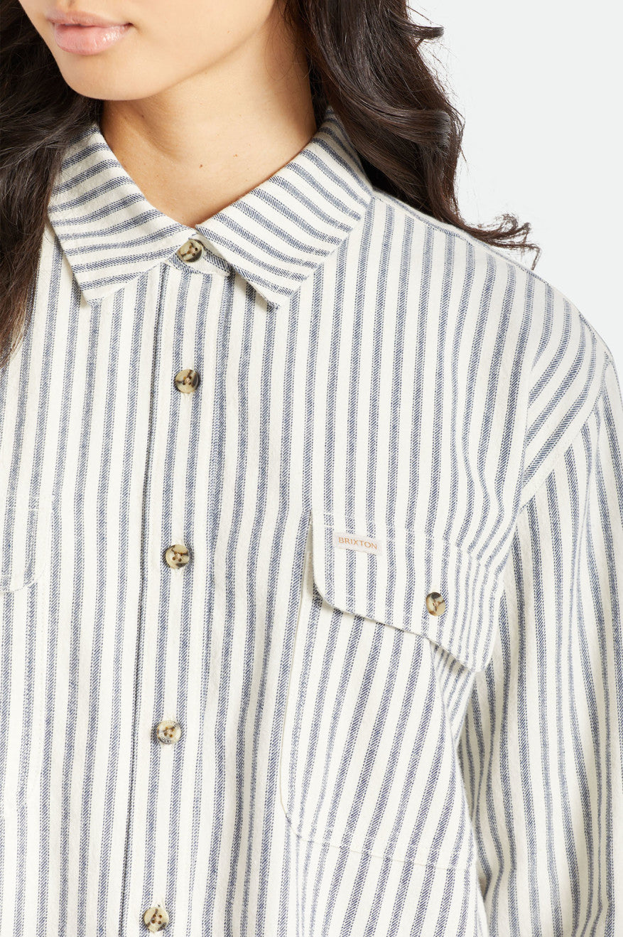 Women's Brixton Bowery Boyfriend L/S Flannels Stripes | 1378FAYWM