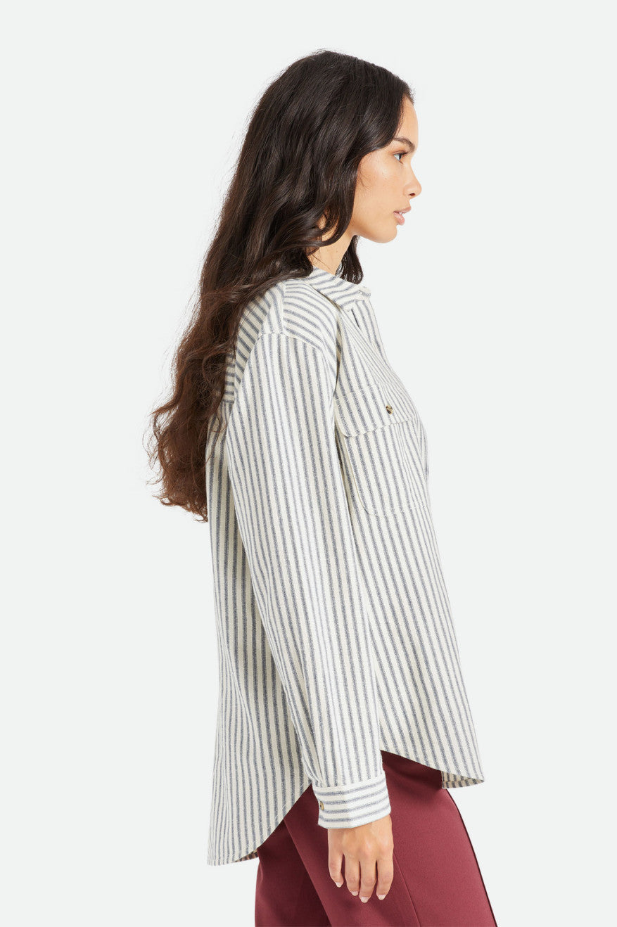 Women's Brixton Bowery Boyfriend L/S Flannels Stripes | 1378FAYWM