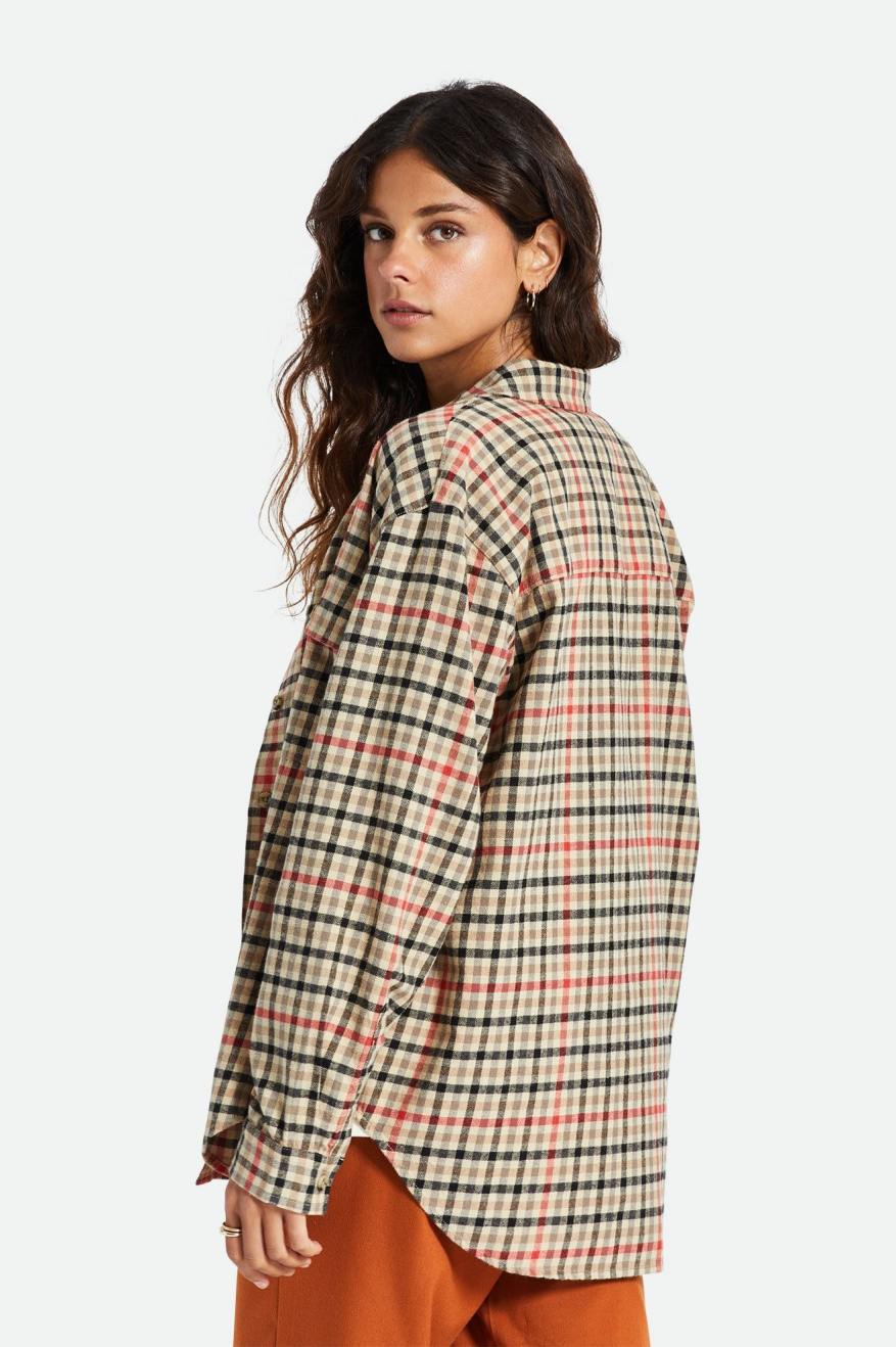 Women's Brixton Bowery Boyfriend L/S Flannels Light Yellow | 4209VKNJX