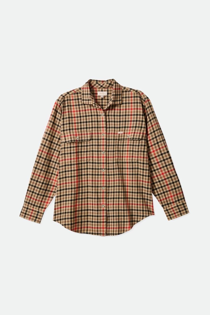 Women's Brixton Bowery Boyfriend L/S Flannels Light Yellow | 4209VKNJX