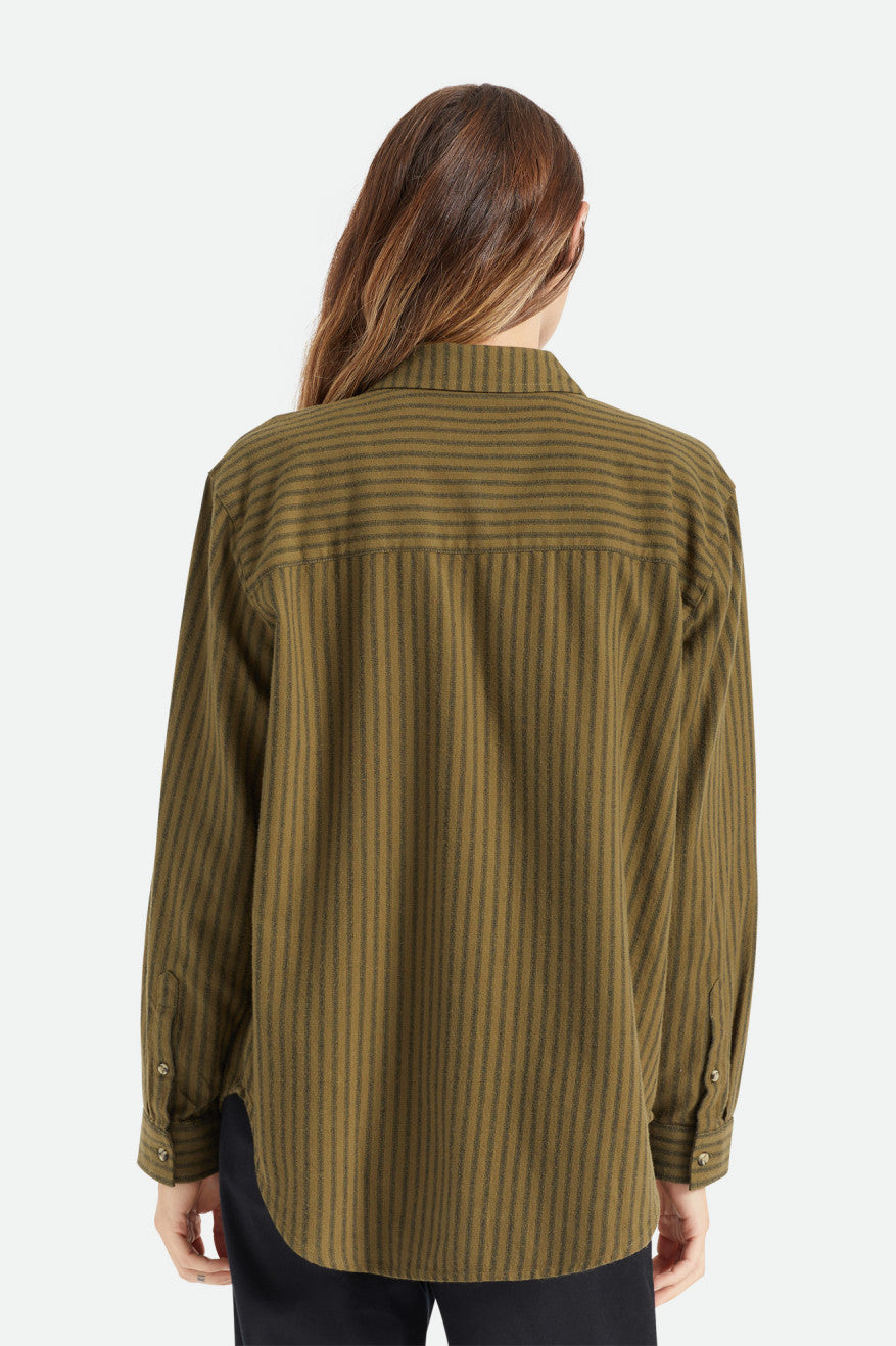 Women's Brixton Bowery Boyfriend L/S Flannels Olive | 5683CPLFH