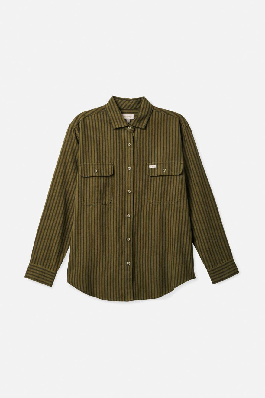 Women's Brixton Bowery Boyfriend L/S Flannels Olive | 5683CPLFH