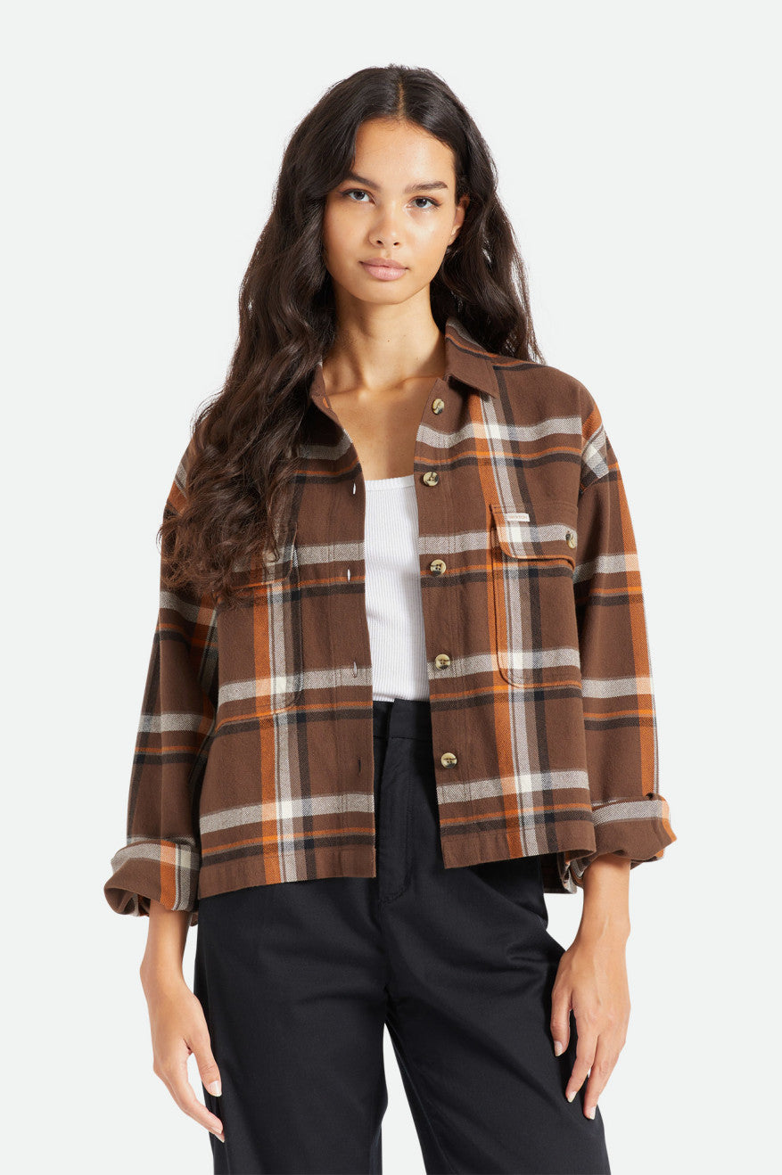 Women's Brixton Bowery L/S Flannels Brown | 3190EUDAM