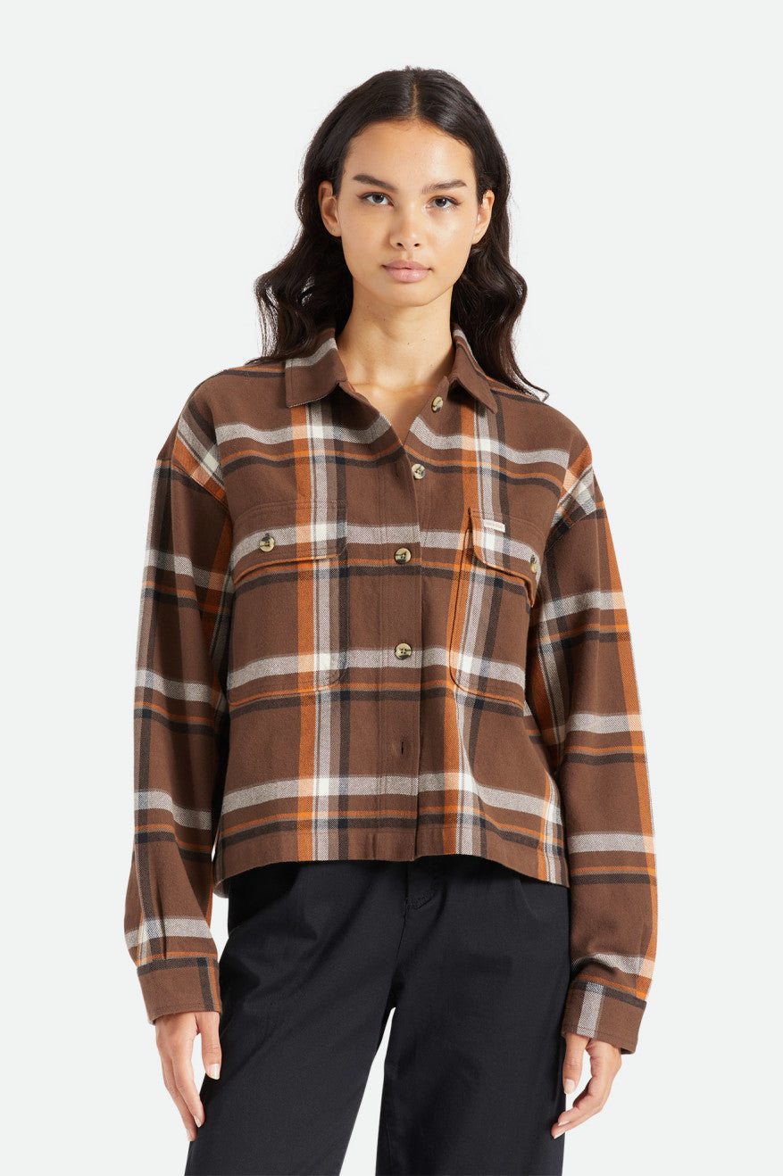 Women\'s Brixton Bowery L/S Flannels Brown | 3190EUDAM