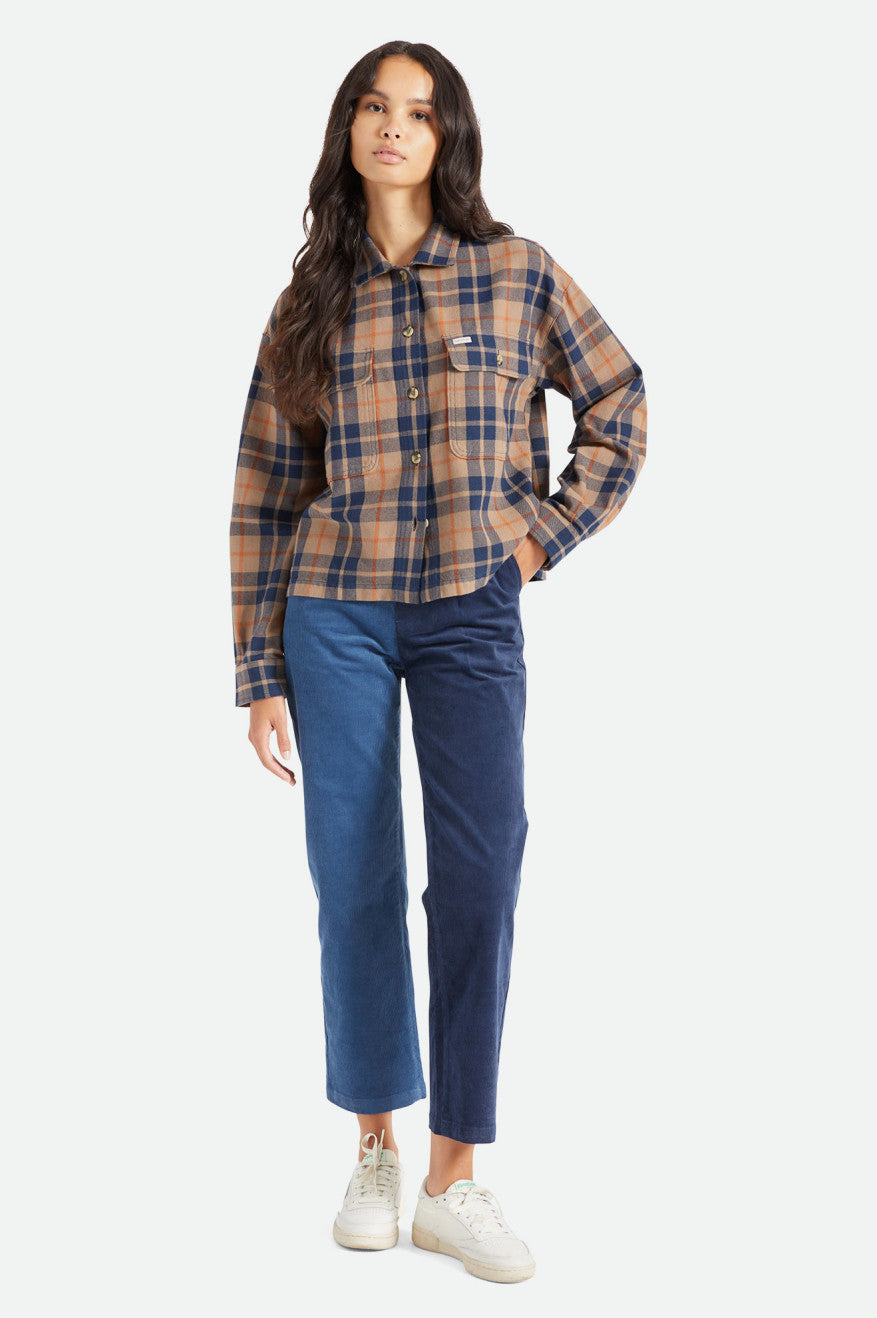 Women's Brixton Bowery L/S Flannels Deep Green | 2350WGEPN