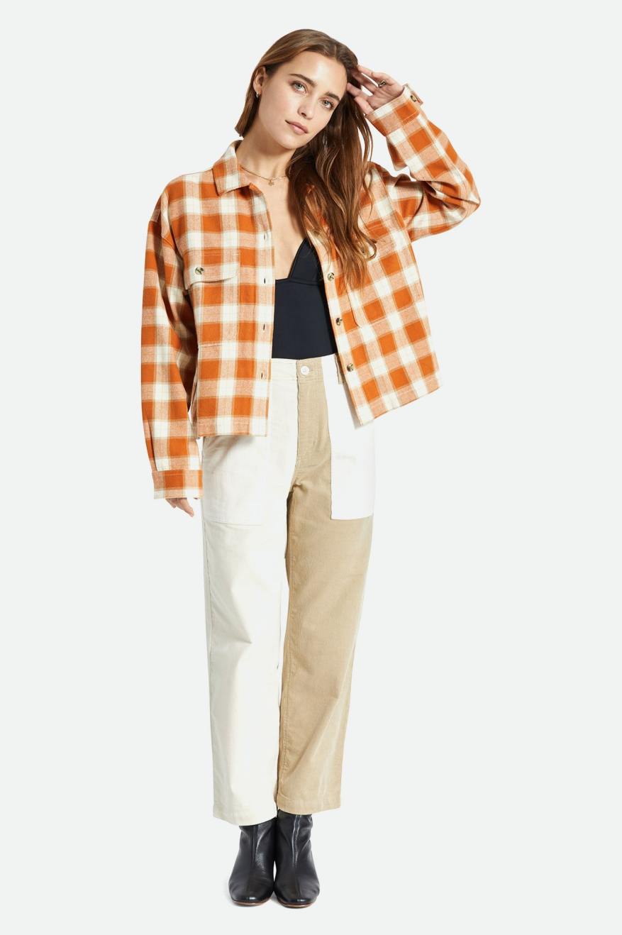 Women's Brixton Bowery L/S Flannels Orange | 1873KFVPC