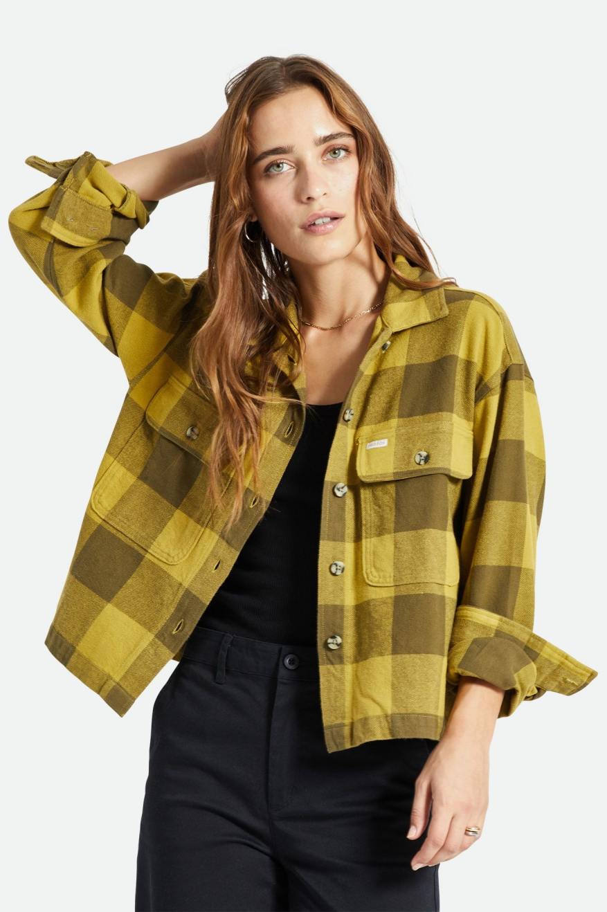 Women\'s Brixton Bowery L/S Flannels Yellow | 5906DHBJV