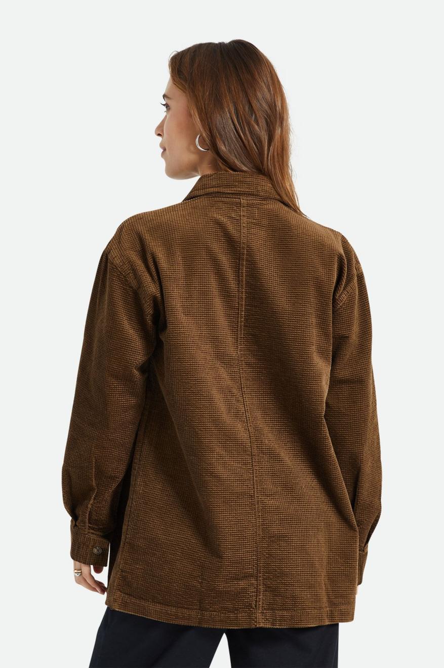 Women's Brixton Dundee Corduroy Overshirt Tops Brown | 1703NFGTW