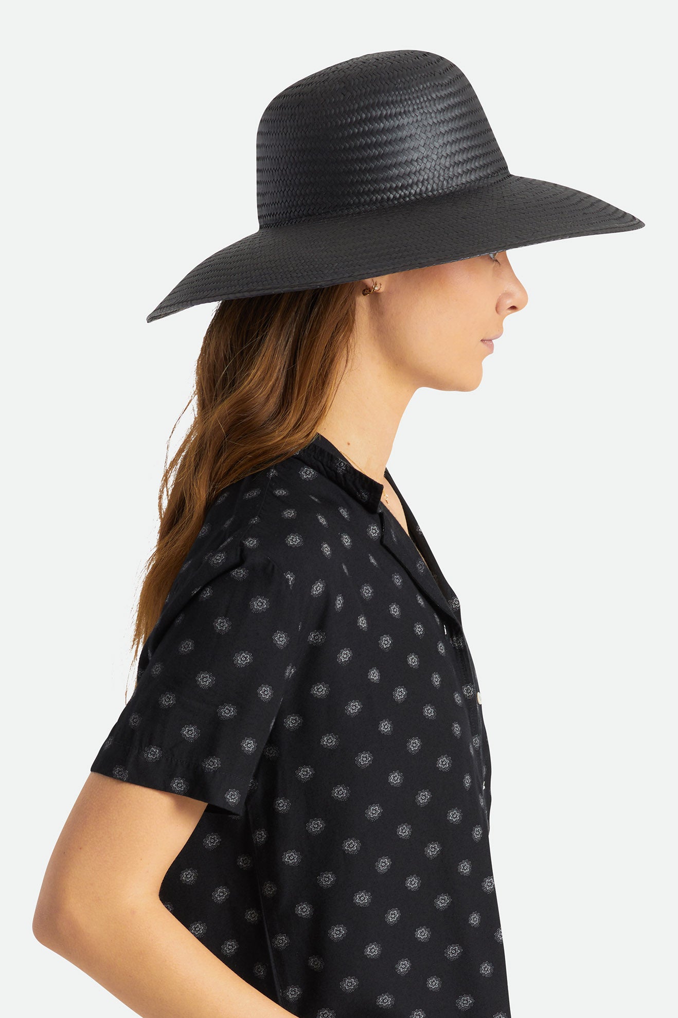 Women's Brixton Janae Sun Straw Hats Black | 6127VPGEQ