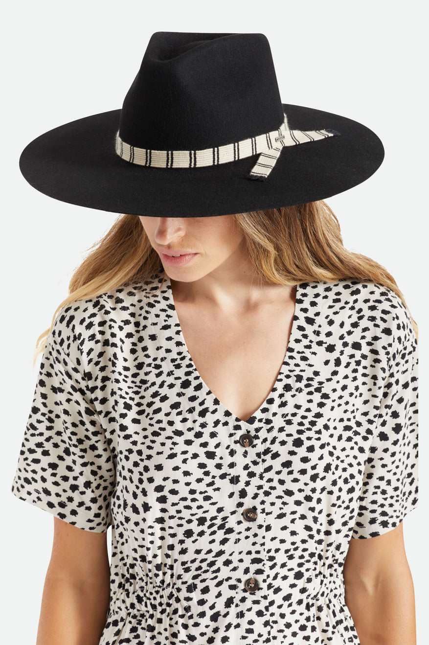 Women's Brixton Leigh Felt Fedora Fedoras Black | 5873DVUKL