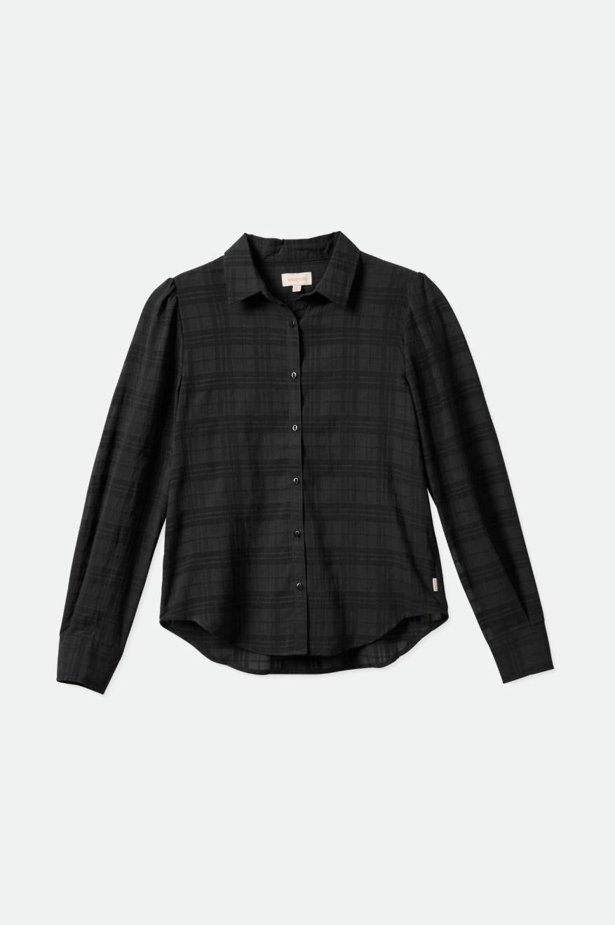 Women's Brixton Leon L/S Woven Tops Black | 6385QFWJU