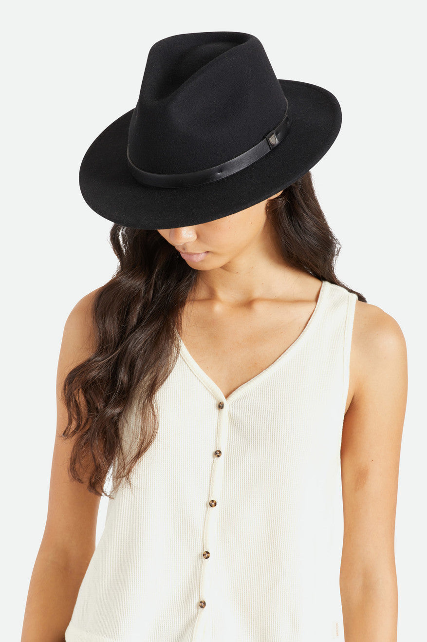 Women's Brixton Messer Fedora Fedoras Black | 6489RKHYO