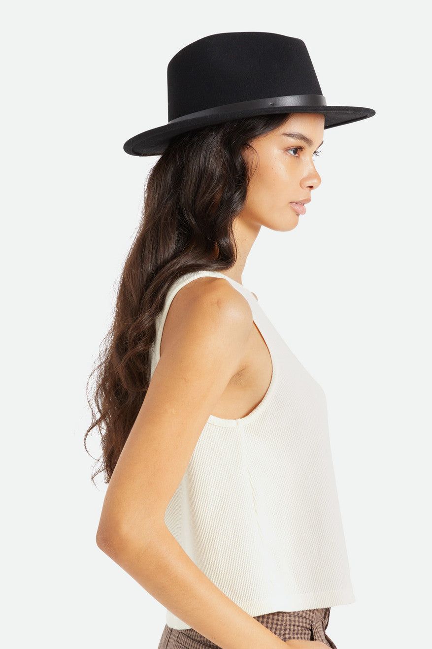 Women's Brixton Messer Fedora Fedoras Black | 6489RKHYO