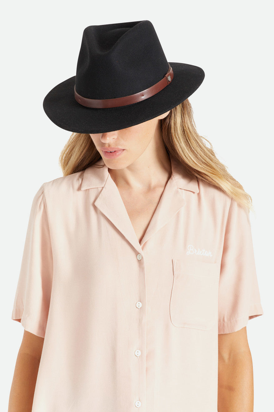 Women's Brixton Messer Fedora Fedoras Black | 9317SXTDL