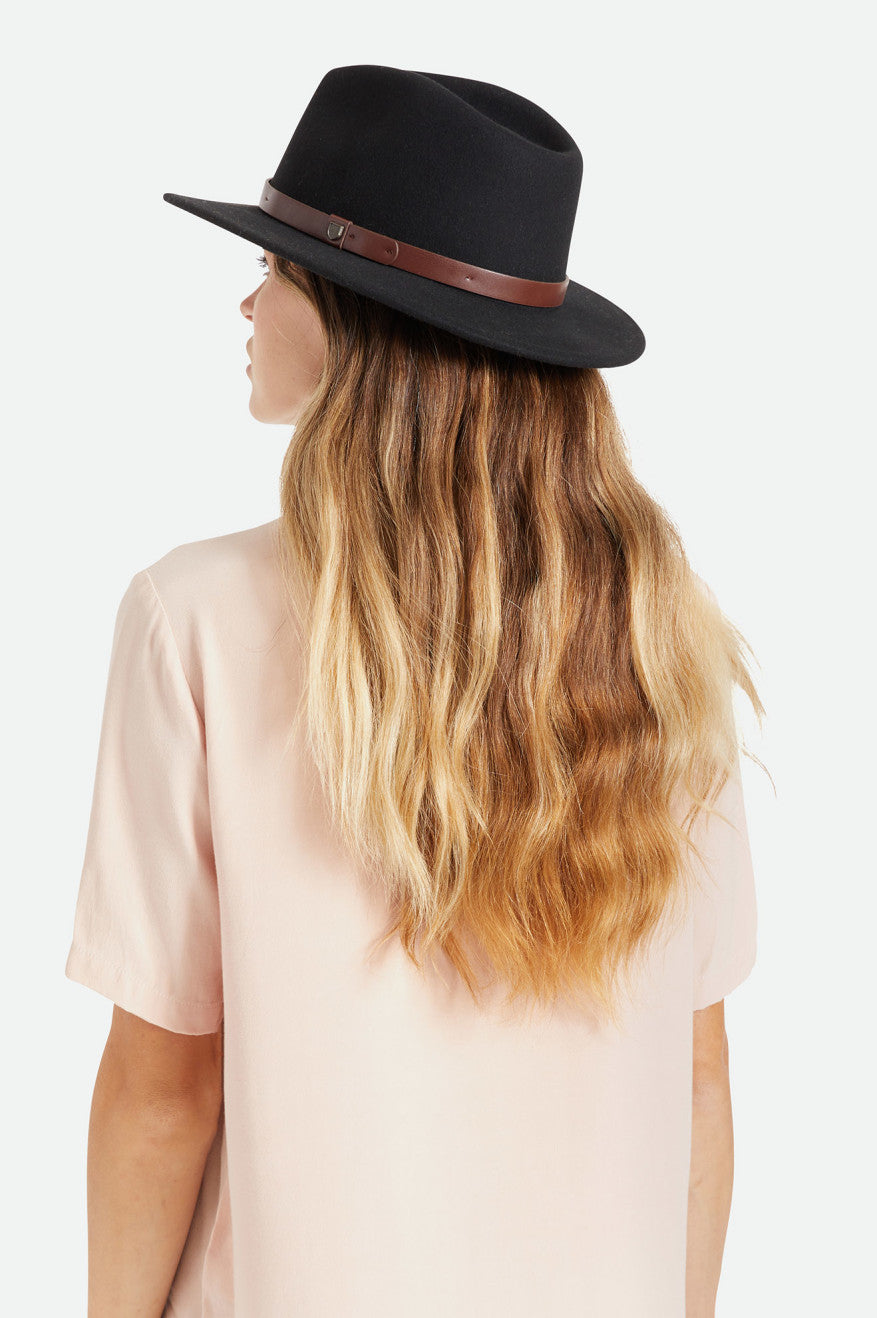 Women's Brixton Messer Fedora Fedoras Black | 9317SXTDL