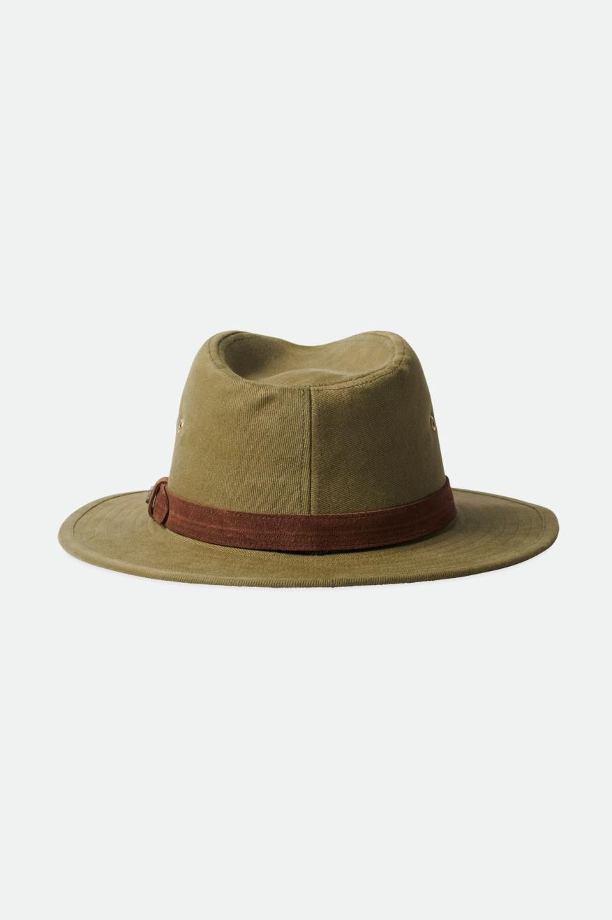 Women's Brixton Messer Utility Adventure Fedora Fedoras Olive | 5294NMFWA