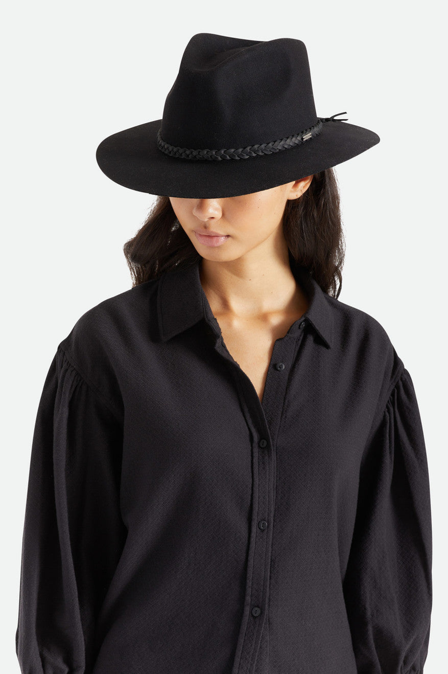 Women's Brixton Messer Western Fedora Fedoras Black | 5127EZGRT