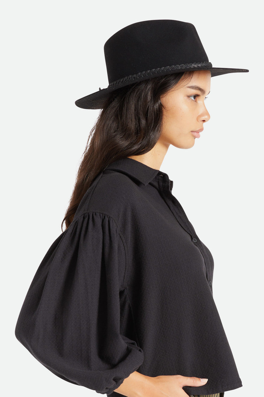 Women's Brixton Messer Western Fedora Fedoras Black | 5127EZGRT