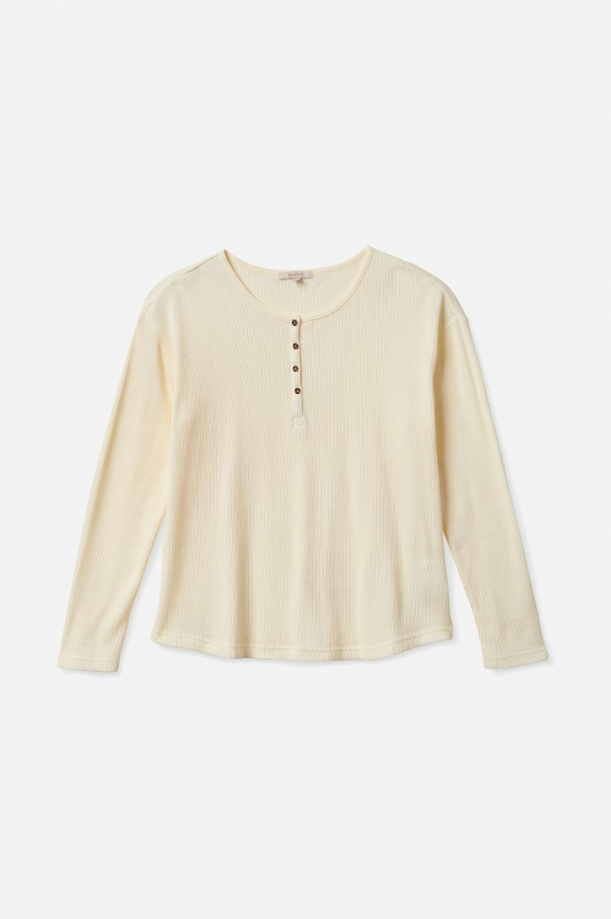 Women's Brixton Monty L/S Henley Tops White | 6930KWNJH