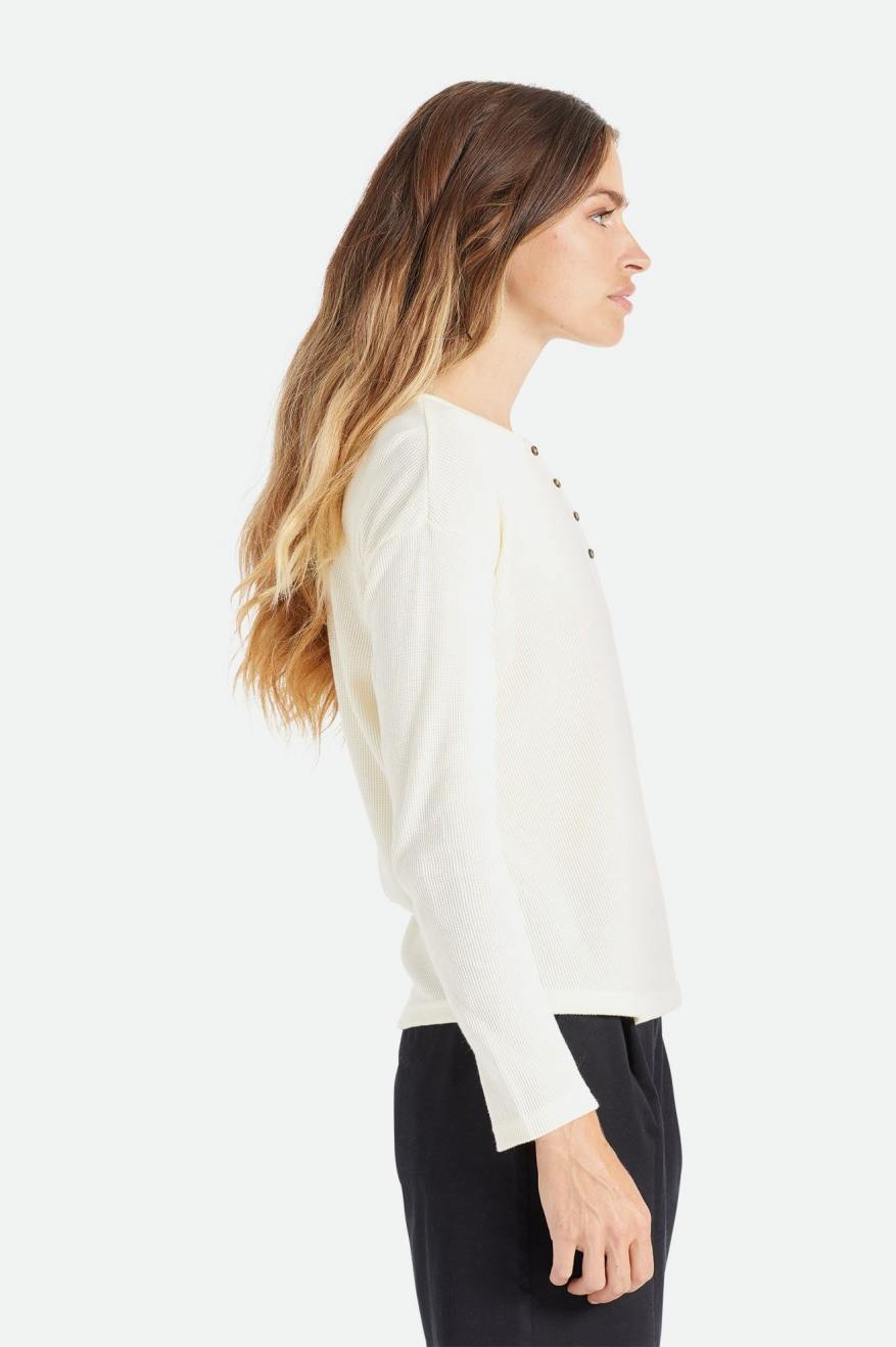 Women's Brixton Monty L/S Henley Tops White | 8036JPRYK