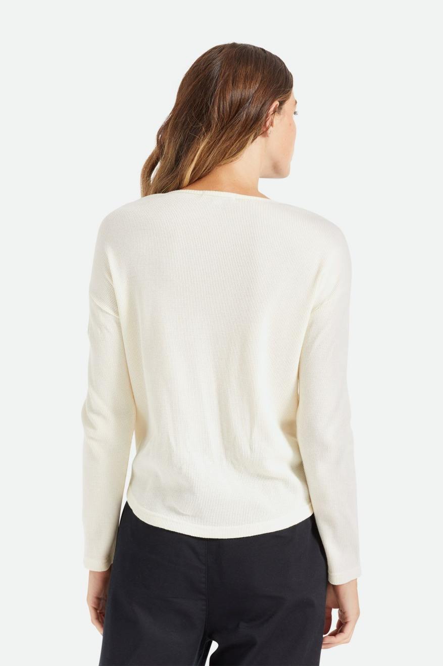 Women's Brixton Monty L/S Henley Tops White | 8036JPRYK