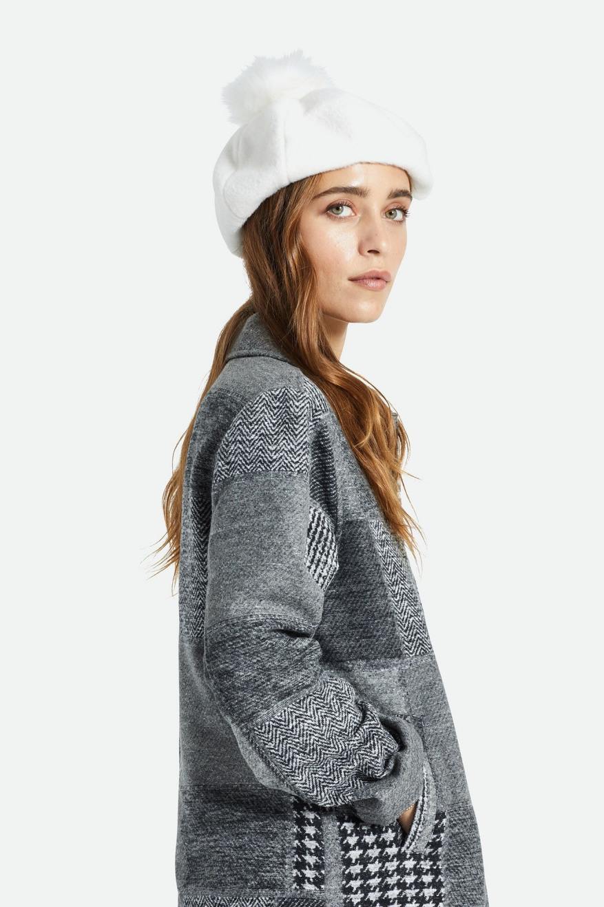 Women's Brixton Natalie Oversized Pom Beret Hats White | 1368FNOAU