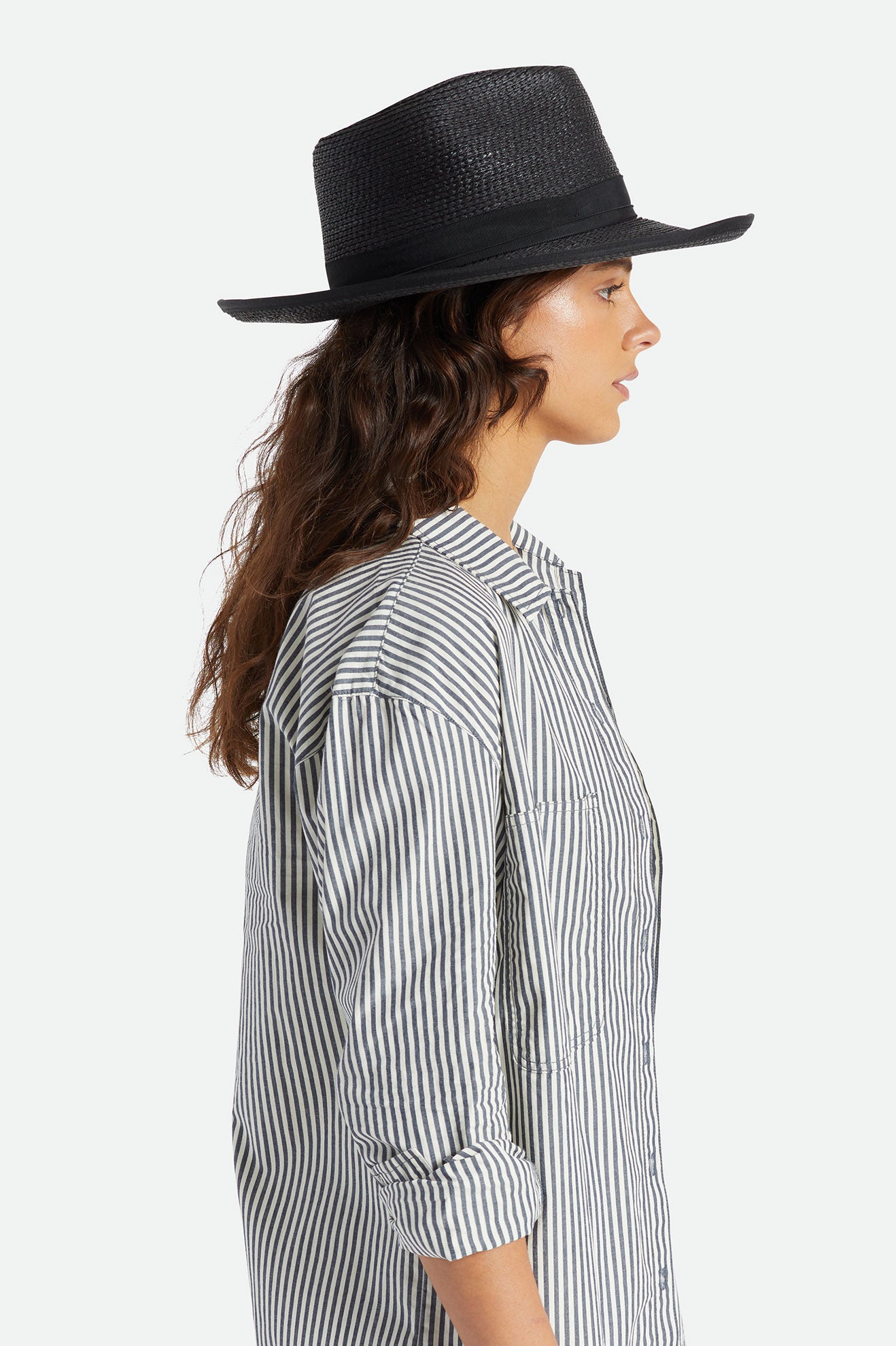 Women's Brixton Reno Straw Hat Hats Black | 7129ECLDQ