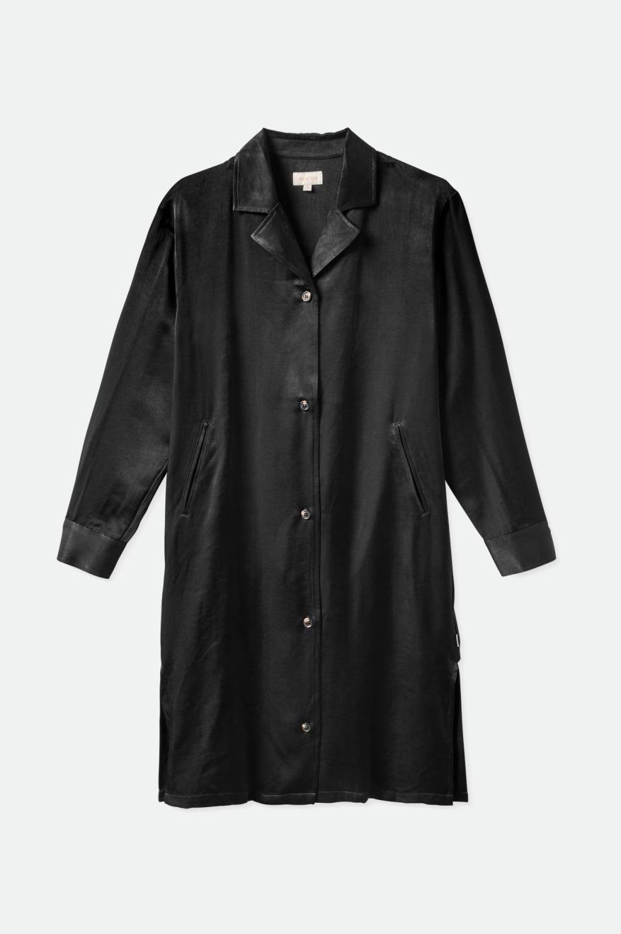 Women's Brixton Satin Blazer Shirt Dress Black | 4358GRWZK