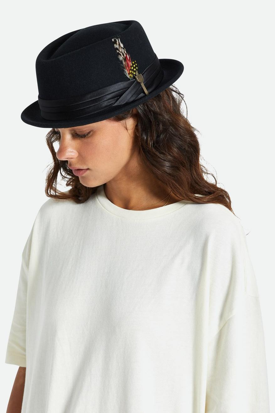 Women's Brixton Stout Pork Pie Hats Black | 4270ZJWXU