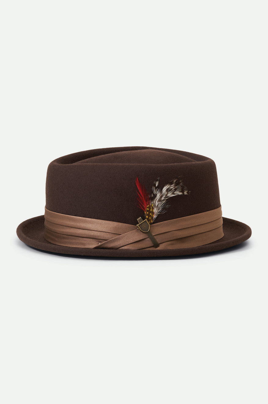 Women's Brixton Stout Pork Pie Hats Brown | 4937CMPVE