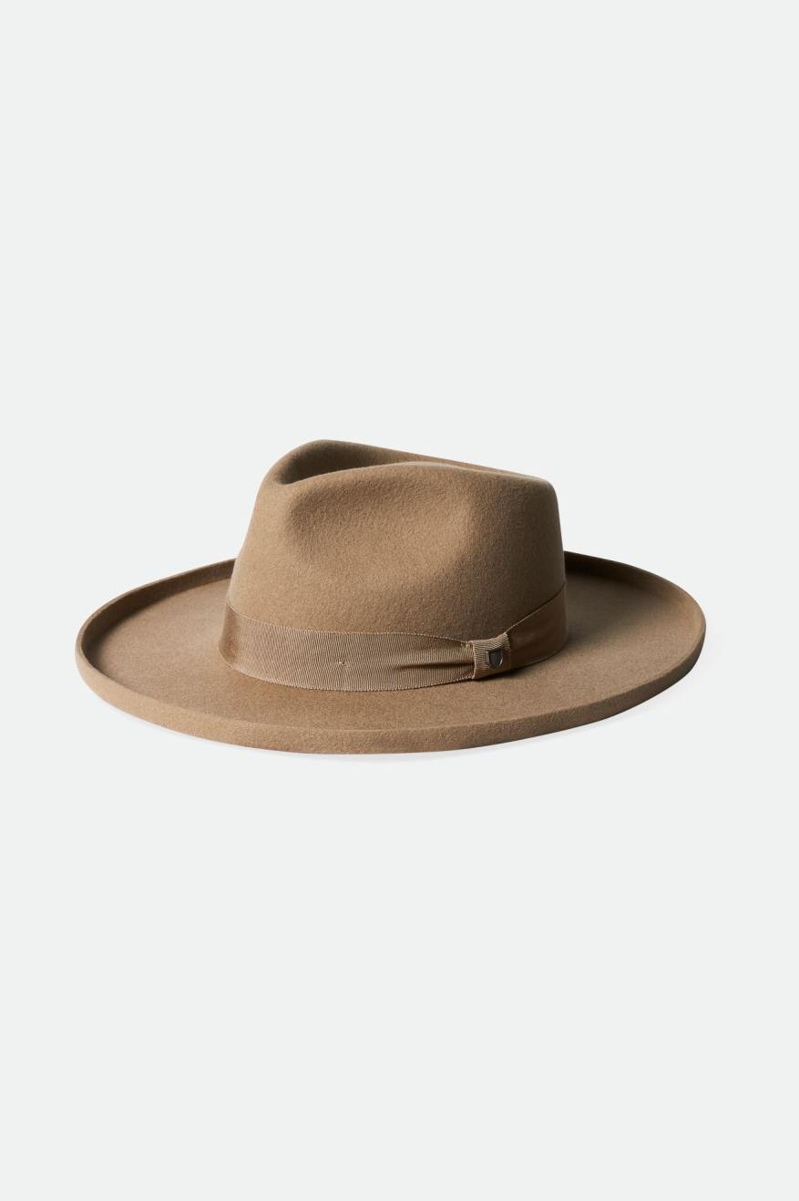 Women\'s Brixton Victoria Felt Fedora Fedoras Brown | 1068LMHOW